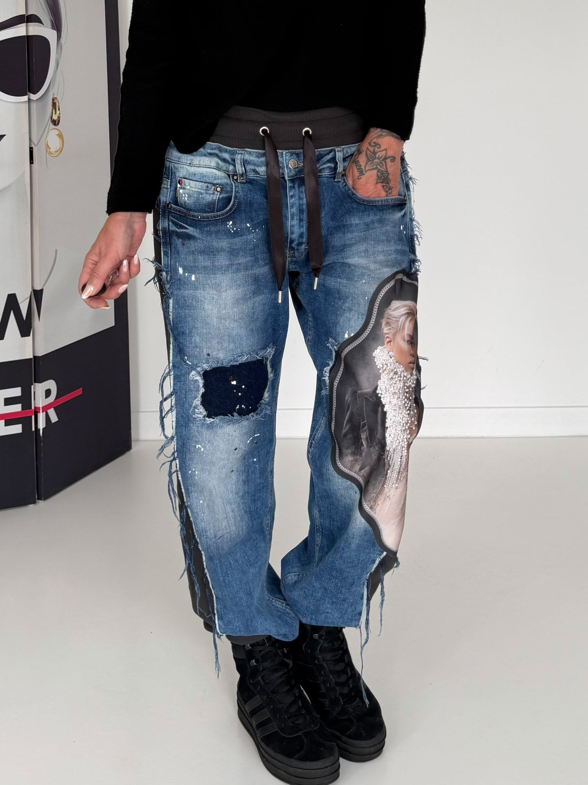 Jogg-Jeans im Used Look Woman & Pearl - denim-Schwarz