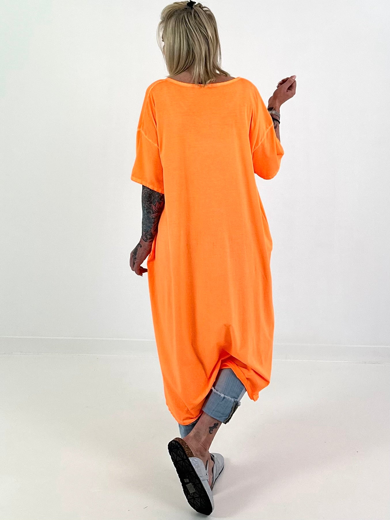 Oversized Long Shirt Sunset - neon orange