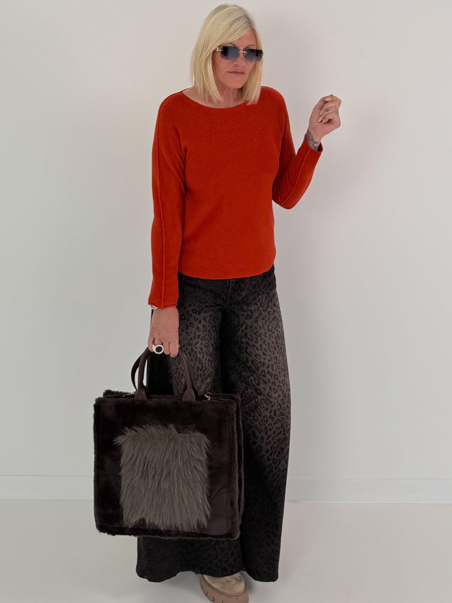 Weicher Basic Pullover - rost