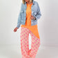 Musselin Hose mit Streifen - neonorange-weiss-pink