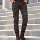 Hose im Karo-Look - mokka-mehrfarbig