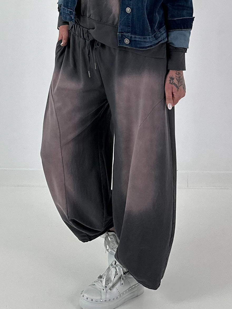 Lässige Sweat Ballonhose im Used-Look - anthrazit