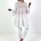 Tunic/dress with terrycloth appliqué - white