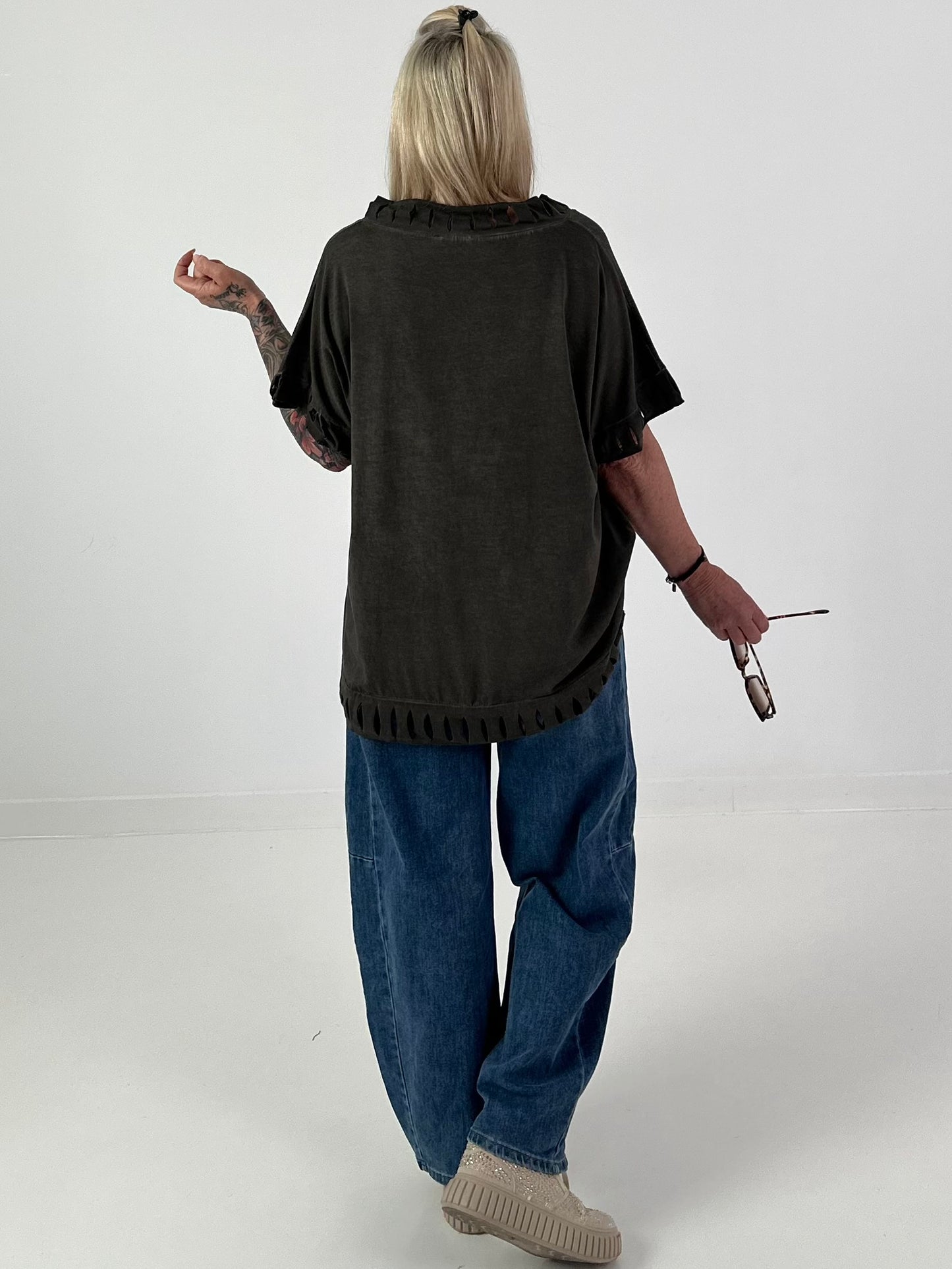 Shirt mit Cut-Out Details - schoko