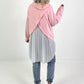 Long Hoodie mit Plissee-Einsatz - rosa