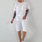 T-Shirt mit Häkelstern-Nieten-Cut-Outs - weiss