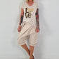 Love T-shirt with leopard and sequin details - beige
