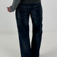 Jeans with double waistband and leopard details - denim-grey