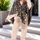Poncho / Überwurf mit Fransen im Leo-Look - beige-leo