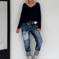 Basic Shirt mit V-Ausschnitt - marine