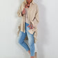 Oversized blouse met ruches – beige