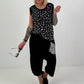 Ripp Top mit Glitzer Leo - schwarz
