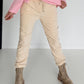 Hose in Knit-Look mit elastischem Bund - vanille