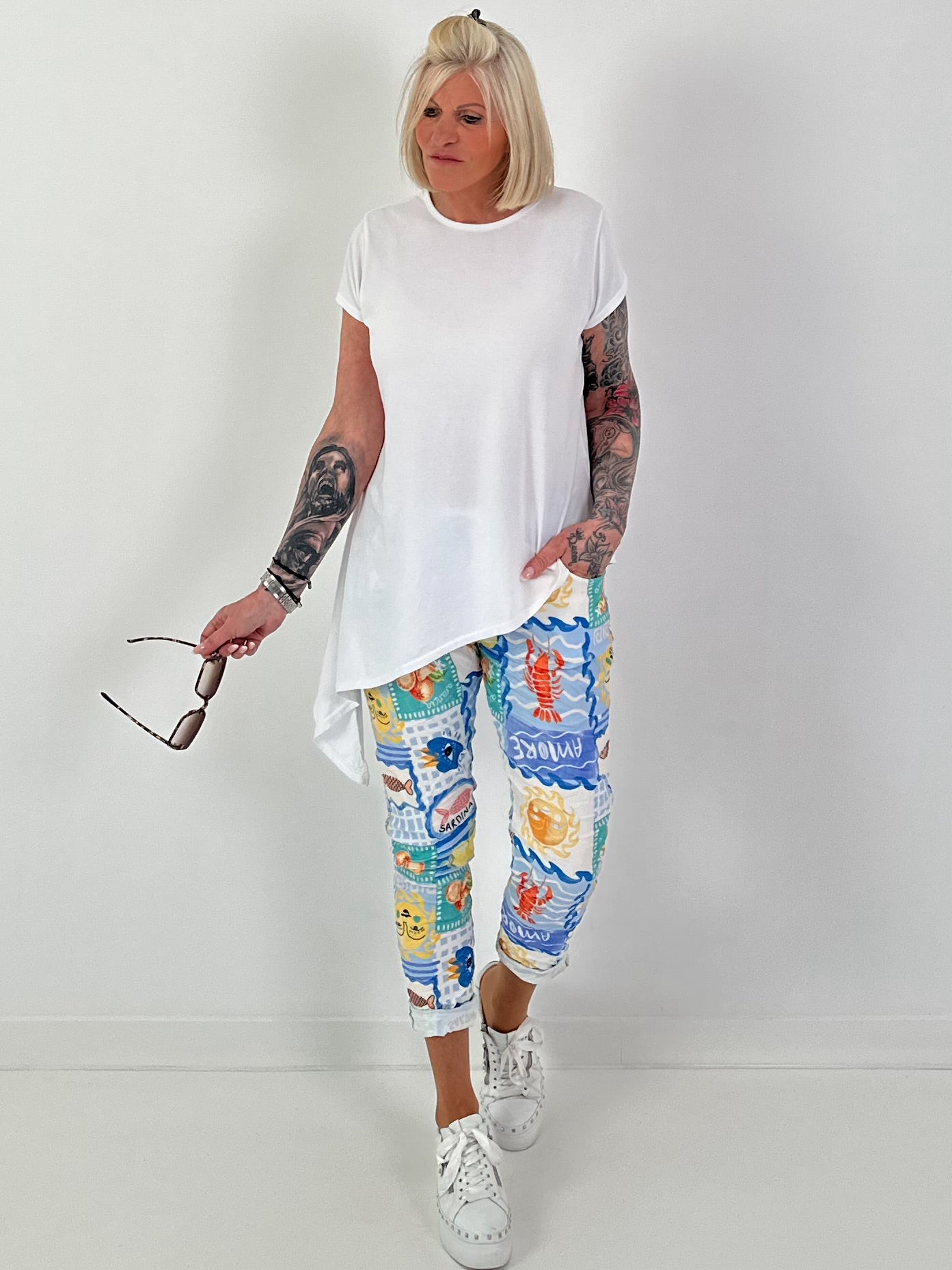 Asymmetrical T-shirt - white
