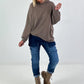 Lässiger Hoodie mit Statement Rückenprint "Pause" - taupe