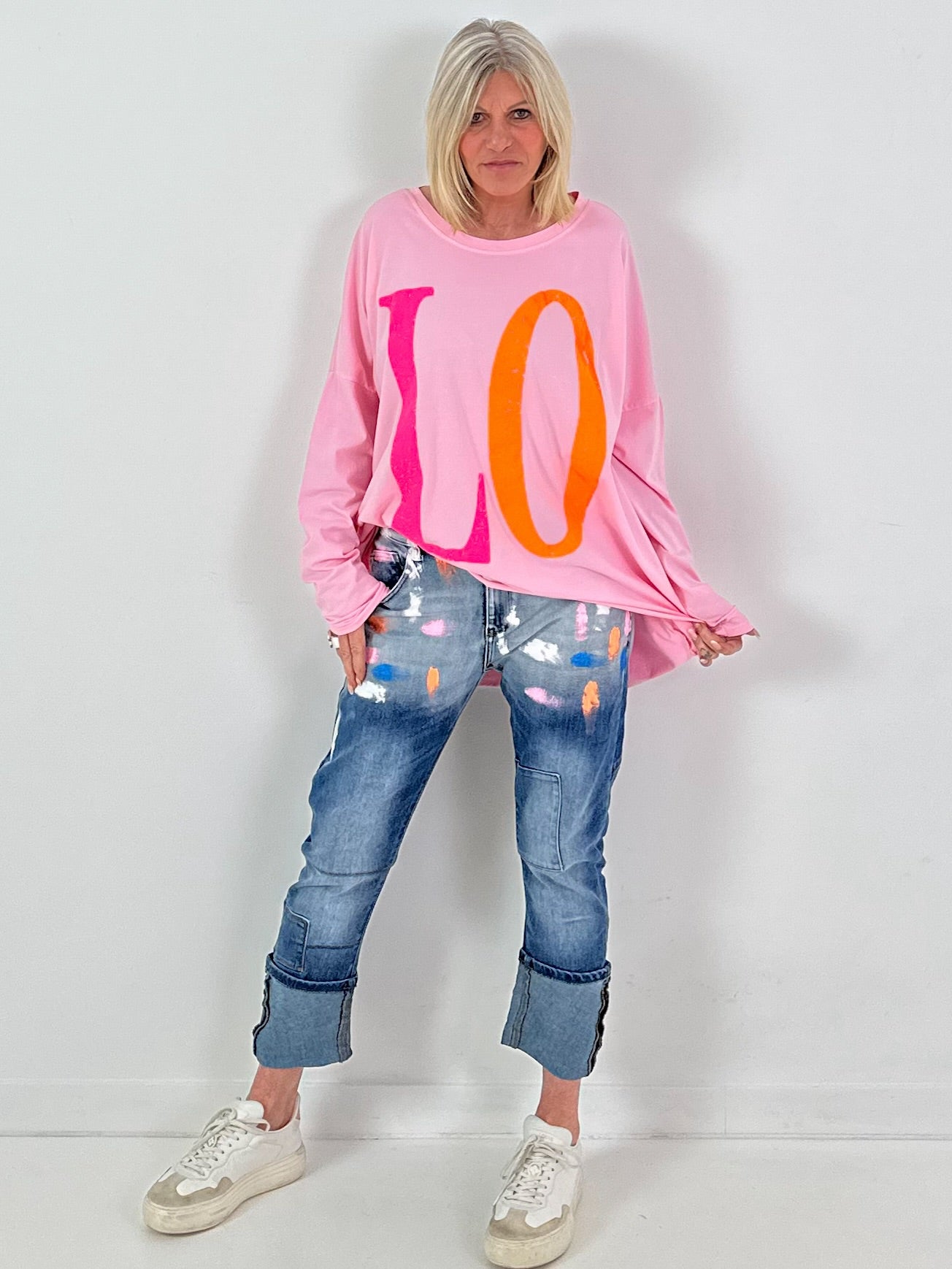 Oversized shirt model "Love Pop" - pink