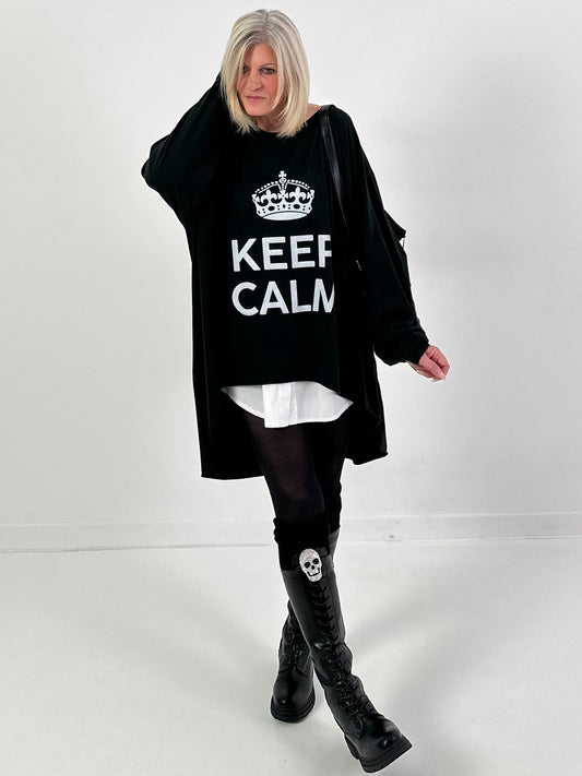 Oversized shirt model "KEEP CALM" - black
