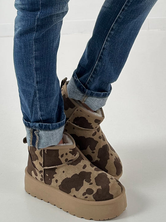 Cosy Low Boot model "Cloudie" - beige-chocolate