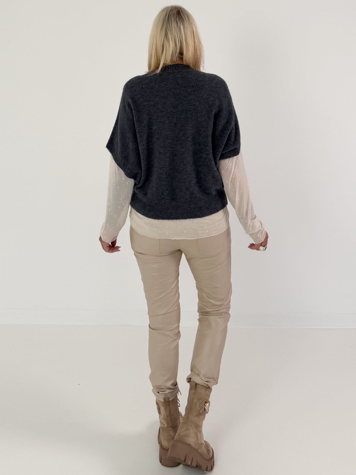 Soft knitted tank top - anthracite