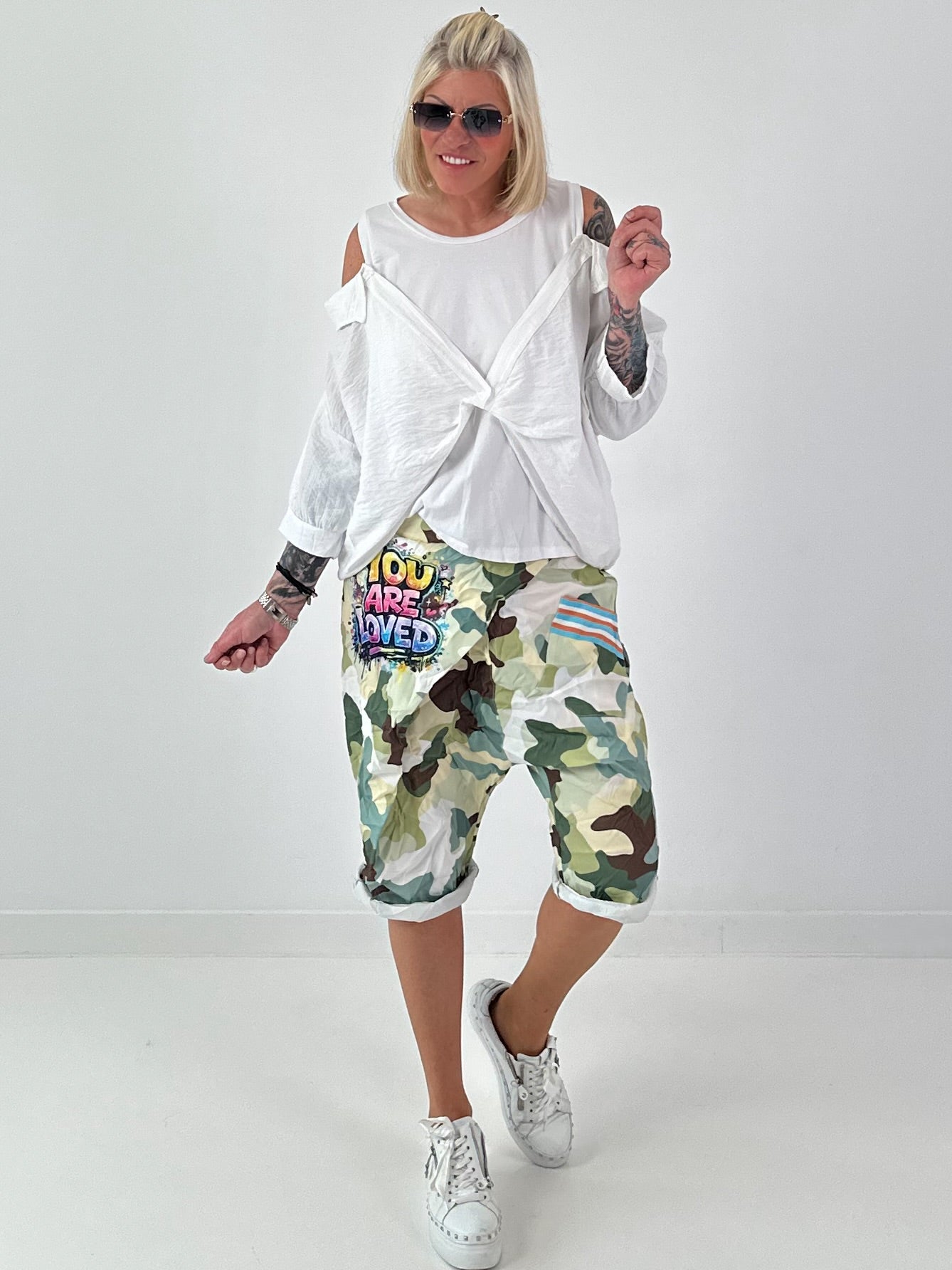 Tunika mit integrierten Top - khaki
