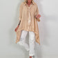 Oversized asymmetrical blouse with tie - sand