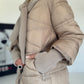 Winterjacke 2 Looks mit Stulpenärmeln und abnehmbarem Strickeinsatz - beige
