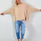 Oversized Sweater Dog Mom - beige