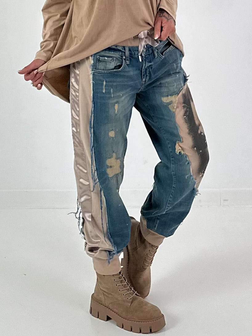 Jogg-Jeans im used Look Woman`s Face - denim