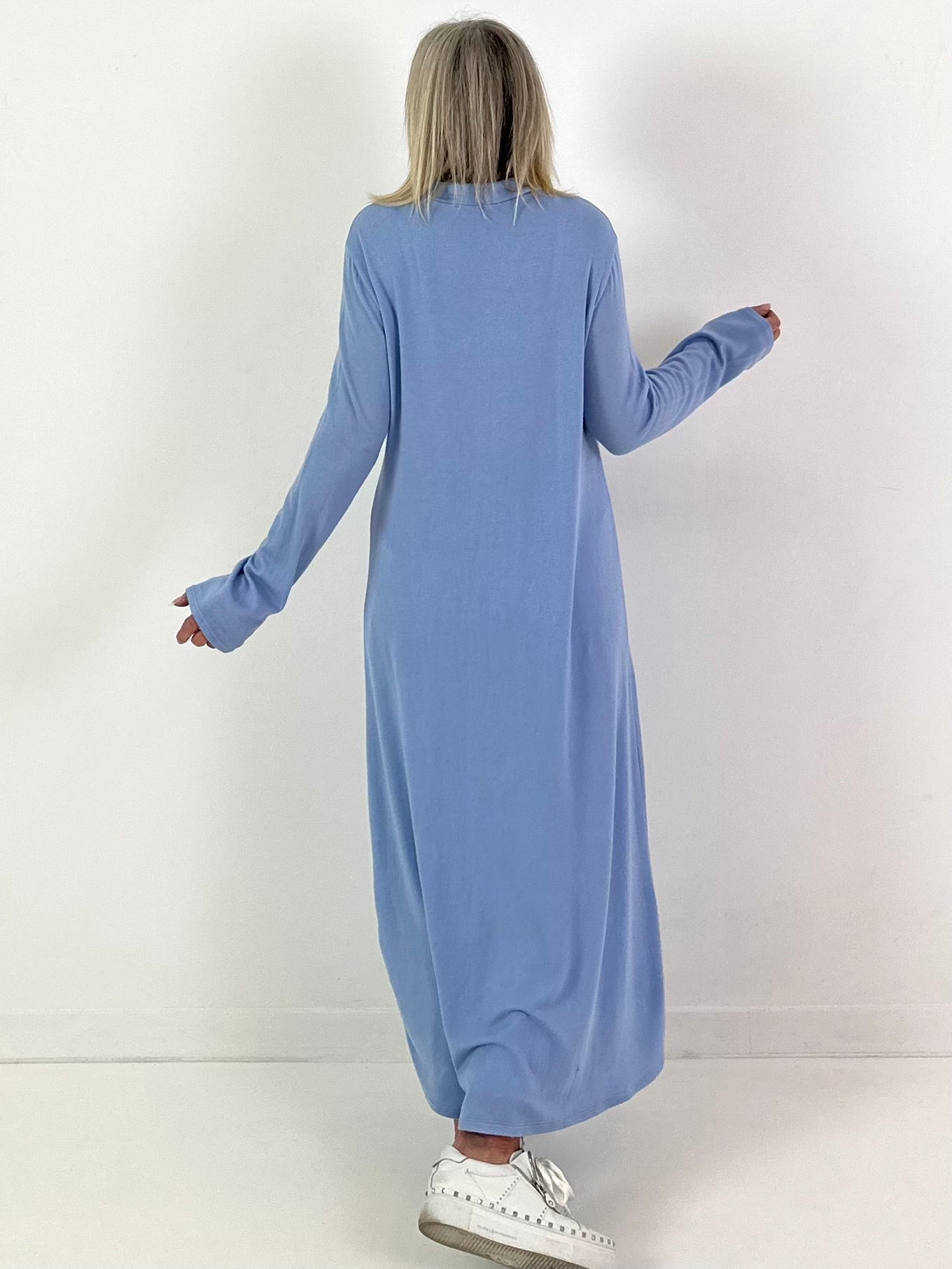 Long Pullover Modell "Calm Comfort" - hellblau