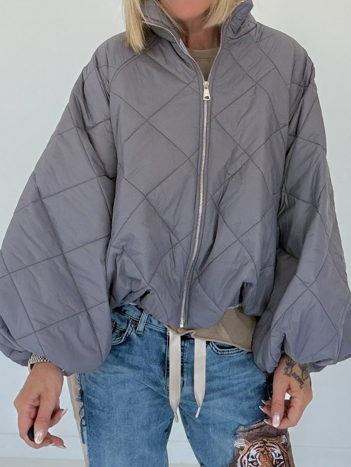 Jacke mit Puffärmelchen - grau
