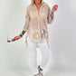 Silk blouse with terry applications - beige