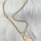 Necklace with angel pendant - beige-gold