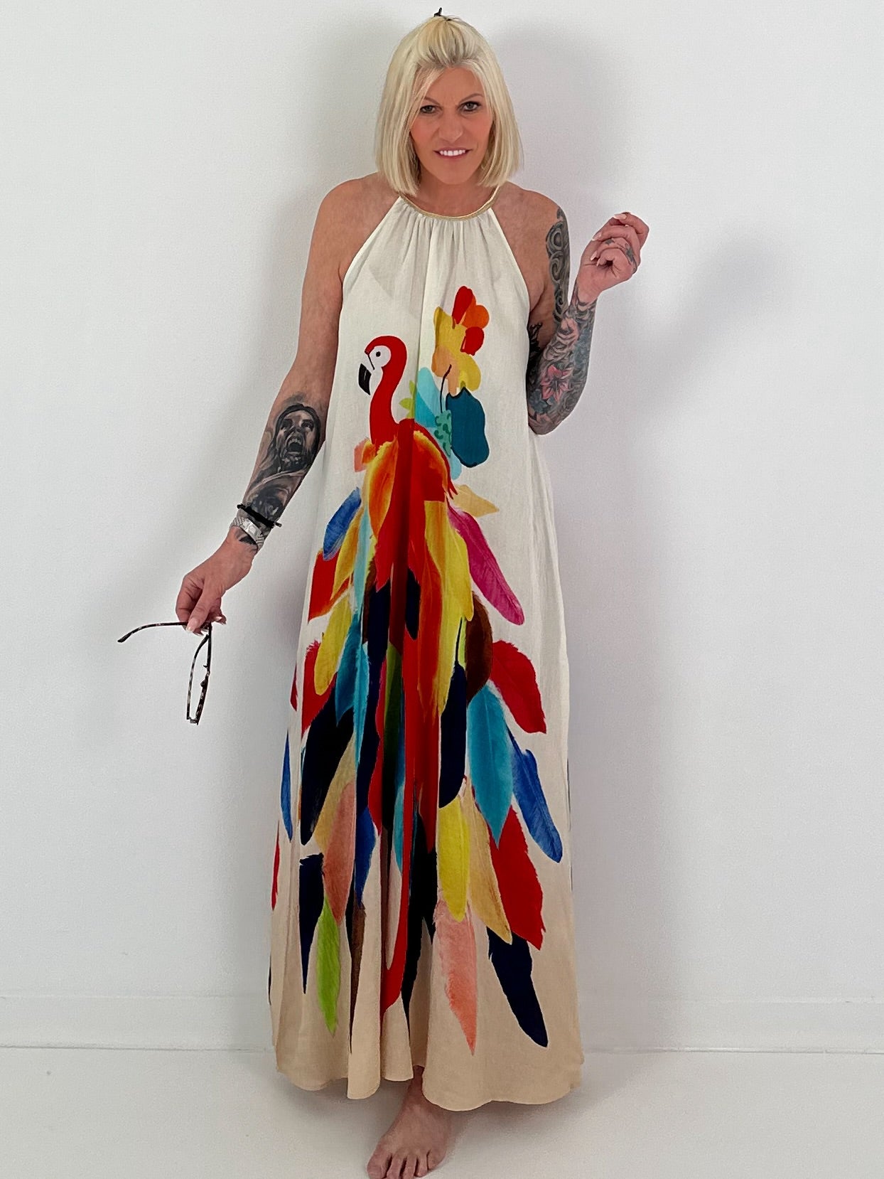 Printed ombré dress - beige multi-colored