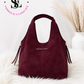 Faux Suede Bag - Burgundy