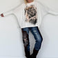 Sweater mit Stulpenärmeln und Strassmotiv Royal Tiger - ecru