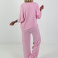 Two-piece set with asymmetrical shirt - pink