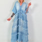 Jeans dress with ruffles - light blue
