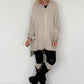 Oversized Long-Sweatjacke im Used-Look - beige