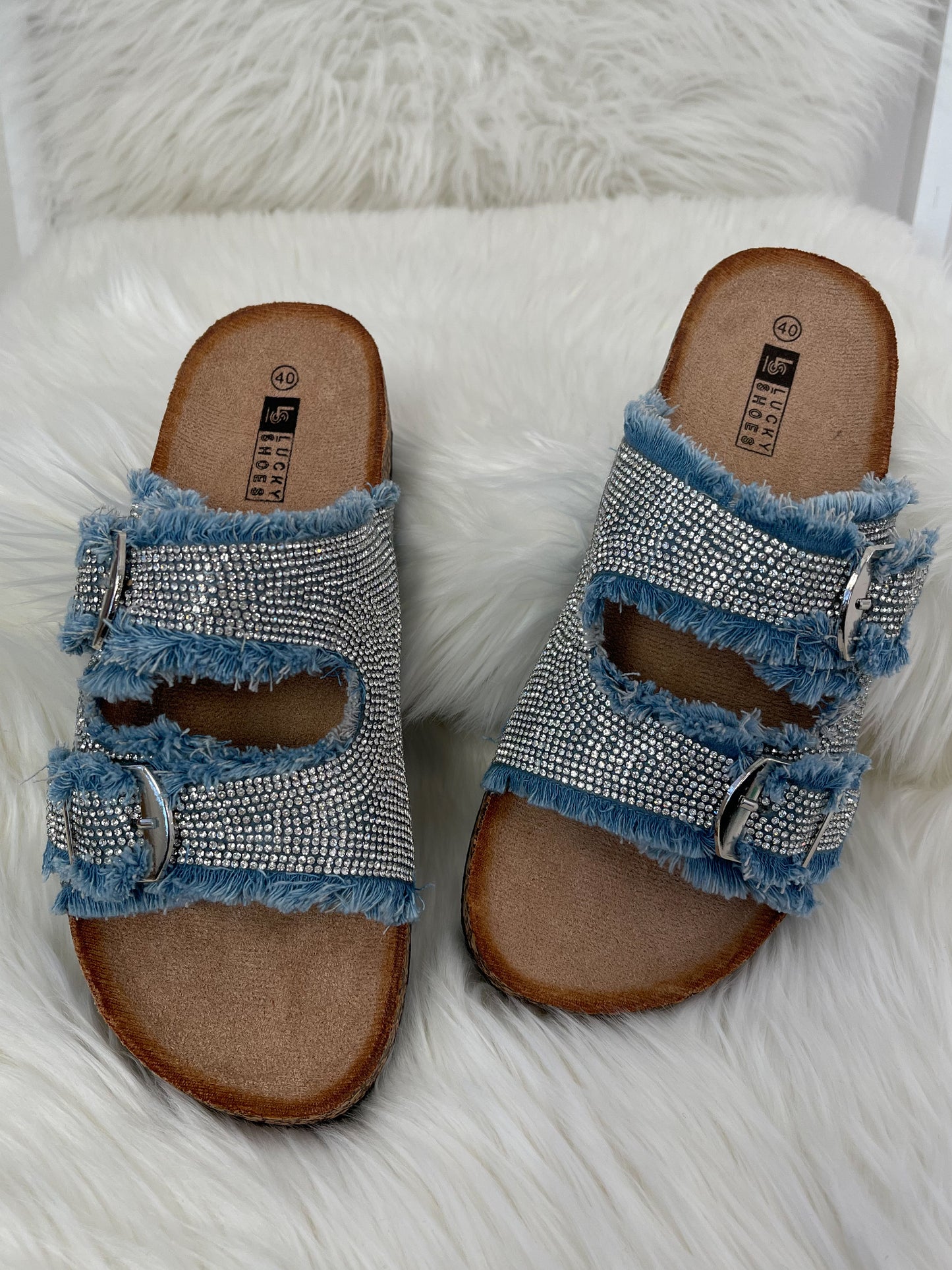 Muiltjes met strasssteentjes - lichtblauw