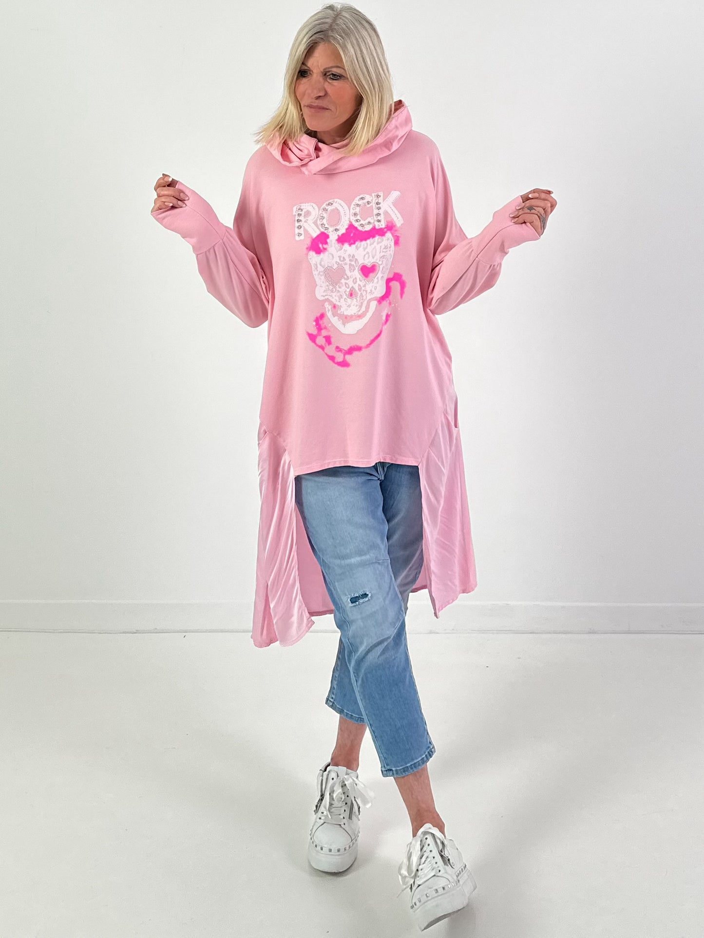 Hoodie Modell "Sparkle Skull" - rosa