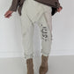 Sweat Baggy mit Strassapplikation - beige