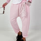 Baggy pants with decorative scarf - pink