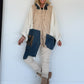 Asymmetrische Oversized Jacke im Materialmix - beige-ecru-denim