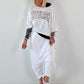 Poncho Shirt mit Schriftzug - weiss