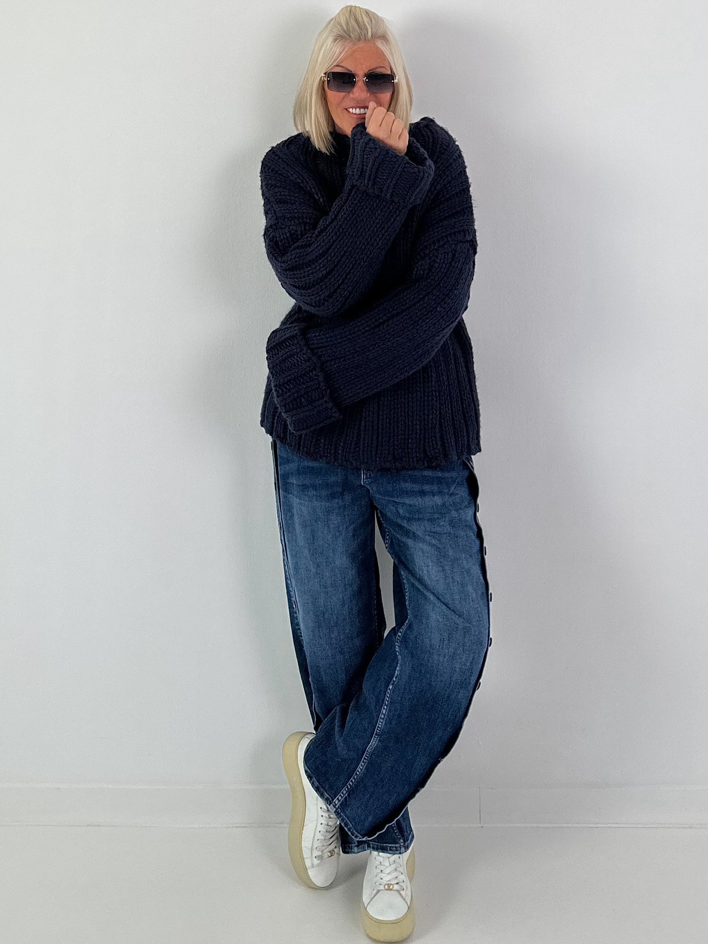 Chunky knit sweater - midnight blue