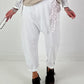 Baggy Hose mit dekorativem Tuch - weiss