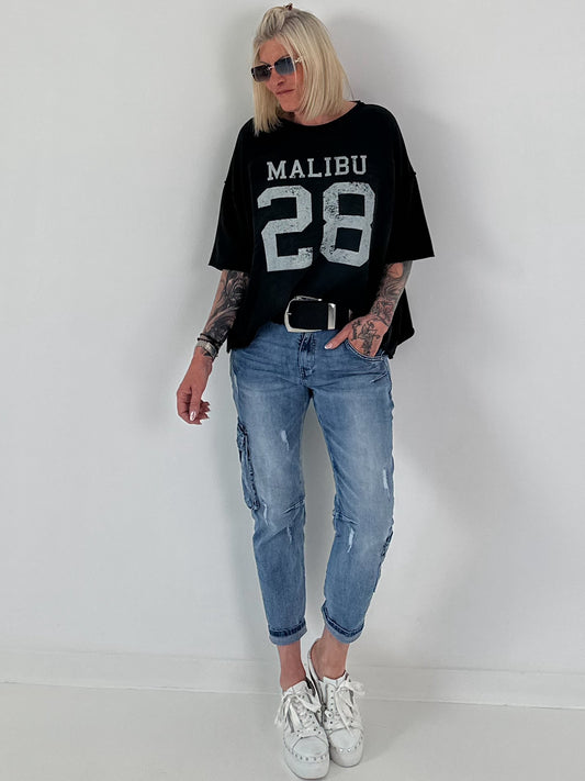 Sweater mit Vintage-Print - schwarz