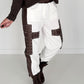 Sweathose im Materialmix - weiss-mokka