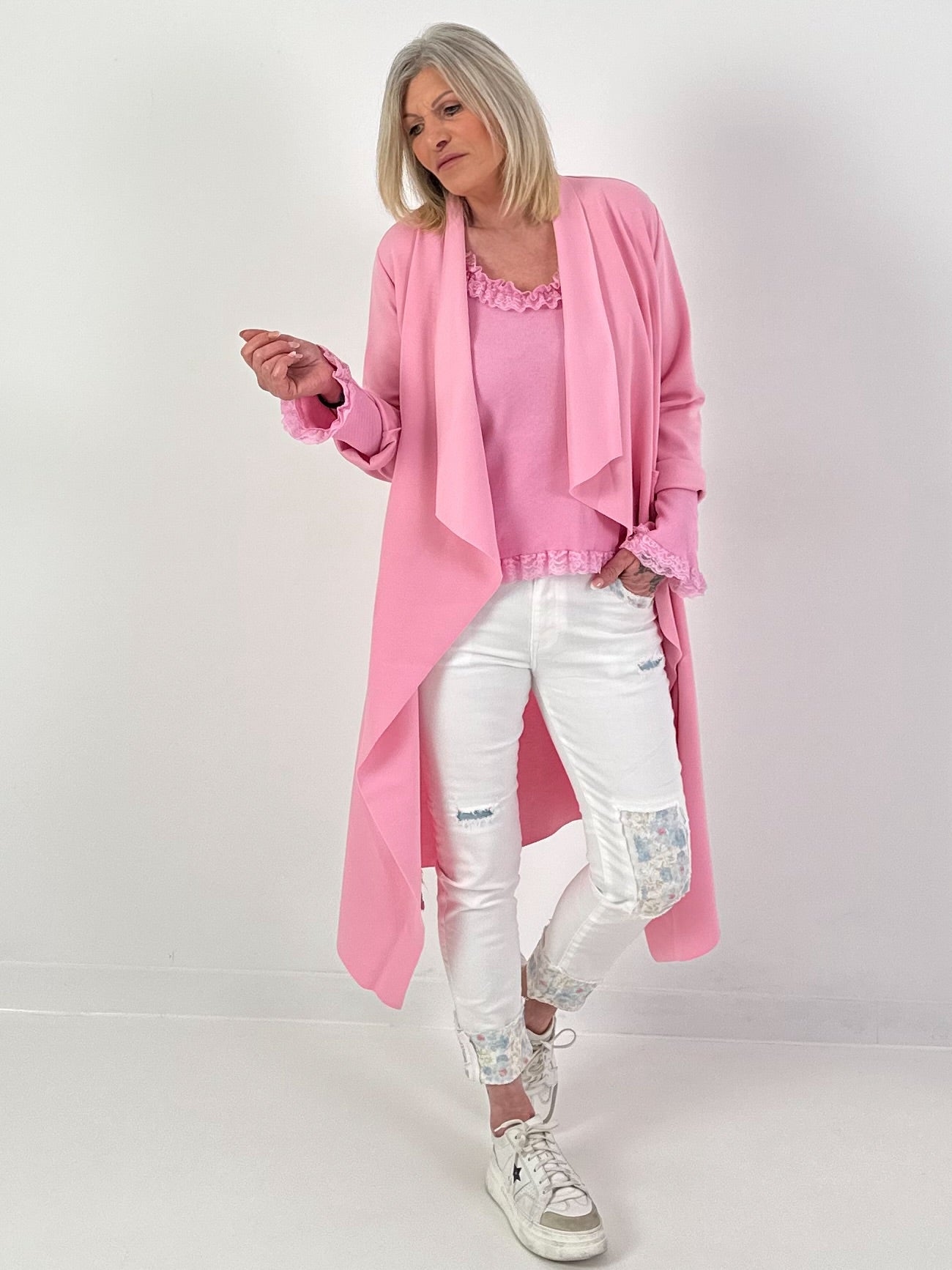 Trui met doodskopmotief - roze