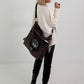 Sweater mit Stulpenärmeln und Strassmotiv Leopard - beige